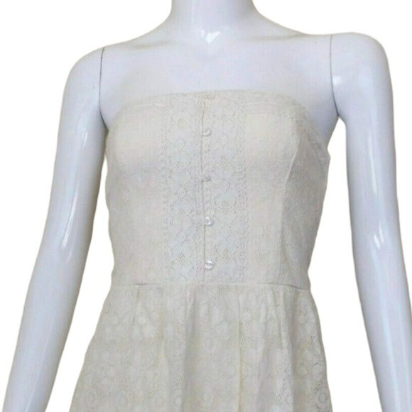 Abercrombie & Fitch Women's Off White Tessa Strapless Lace Dress Size Small - Picture 4 of 13